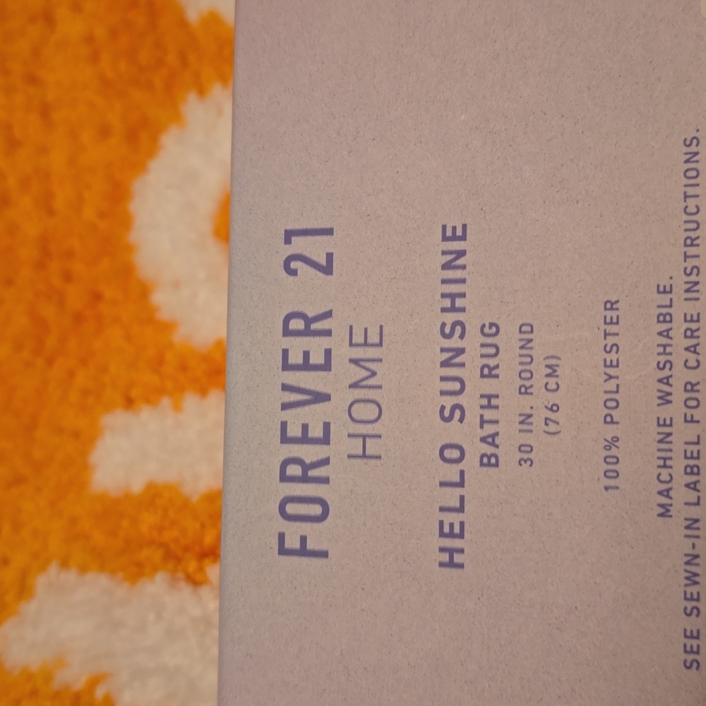 FOREVER 21 BRAND HOME ROUND "HELLO SUNSHINE" ORANGE & BLUE RUG 30" ROUND - Picture 8 of 10
